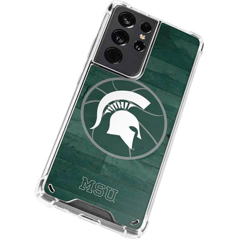Michigan State University Basketball Courtside Galaxy S21 Ultra 5G Clear Case