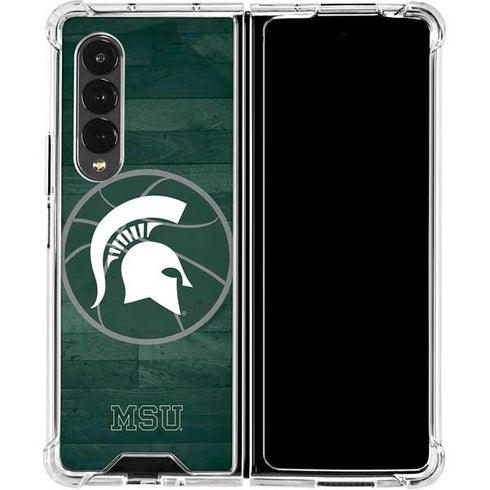 Michigan State University Basketball Courtside Galaxy Z Fold4 5G Clear Case