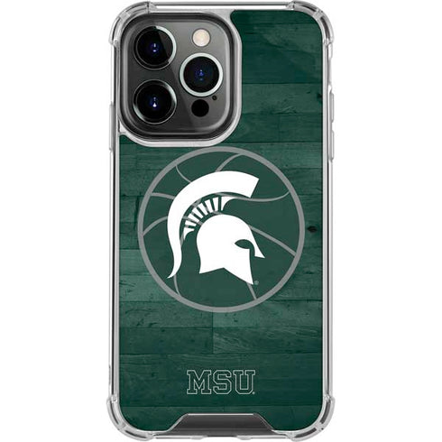 Michigan State University Basketball Courtside iPhone 14 Pro Clear Case