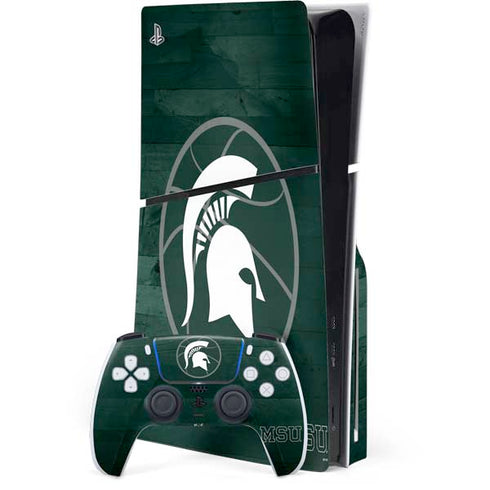 Michigan State University Basketball Courtside PS5 Slim Disk Bundle Skin