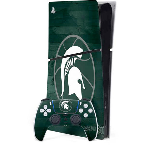 Michigan State University Basketball Courtside PS5 Slim Digital Edition Bundle Skin