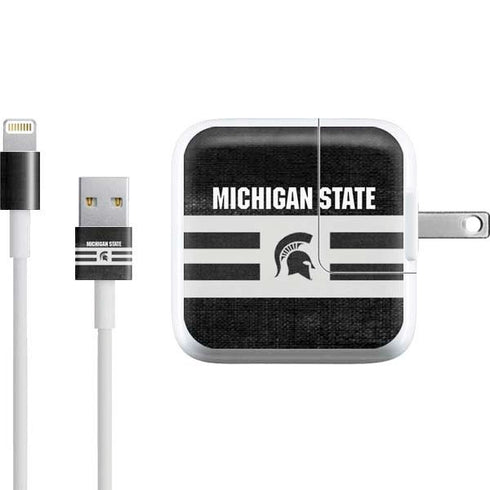 Michigan State University Black and White Stripes iPad Charger (10W USB) Skin
