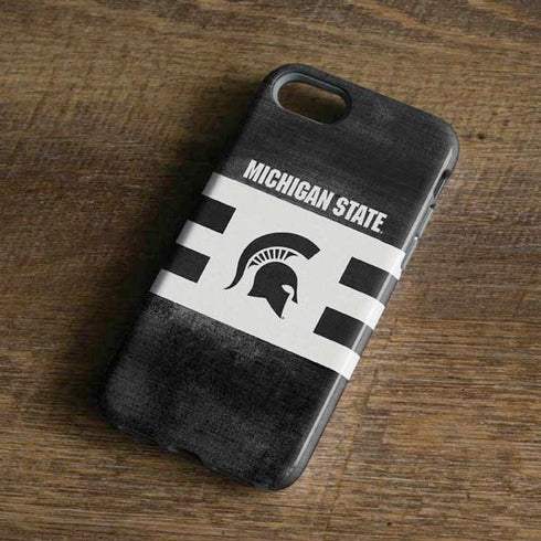 Michigan State University Black and White Stripes iPhone 7 Pro Case