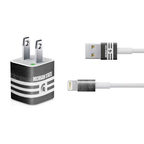 Michigan State University Black and White Stripes iPhone Charger (5W USB) Skin