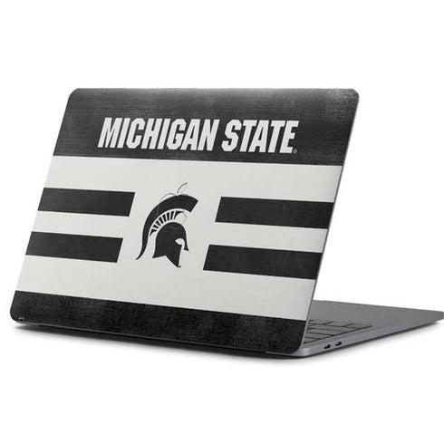 Michigan State University Black and White Stripes Apple MacBook Pro 13-inch Skin