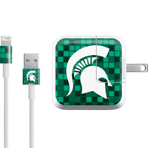 Michigan State University Spartans Digital Pixels iPad Charger (10W USB) Skin