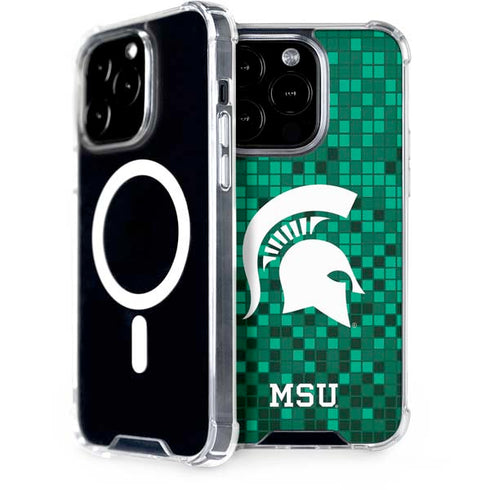 Michigan State University Spartans Digital Pixels iPhone 15 Pro MagSafe Case
