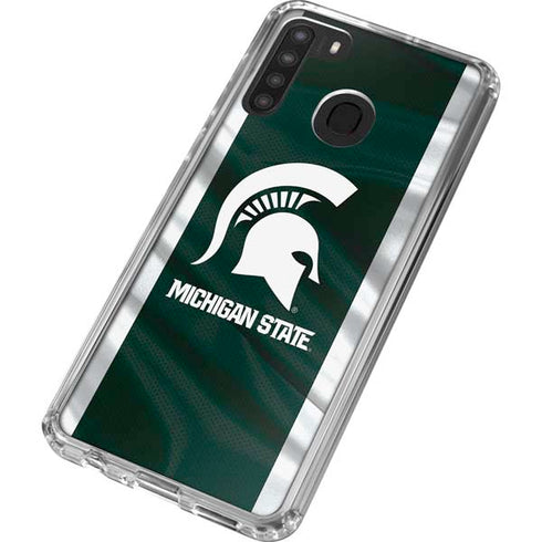Michigan State University Away Grey Jersey Galaxy A21 Clear Case