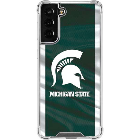 Michigan State University Away Grey Jersey Galaxy S21 FE Clear Case