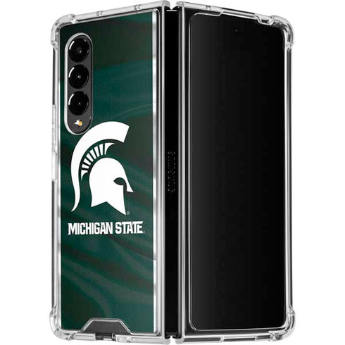 Michigan State University Away Grey Jersey Galaxy Z Fold4 5G Clear Case