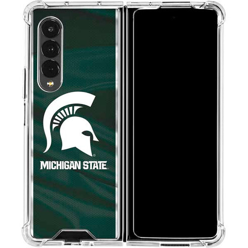 Michigan State University Away Grey Jersey Galaxy Z Fold4 5G Clear Case