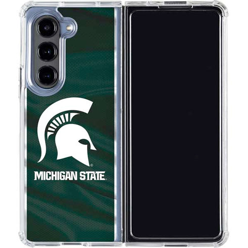Michigan State University Away Grey Jersey Galaxy Z Fold5 5G Clear Case