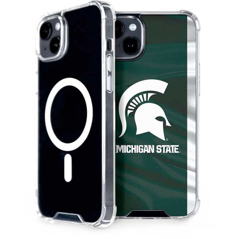 Michigan State University Away Grey Jersey iPhone 15 Plus MagSafe Case