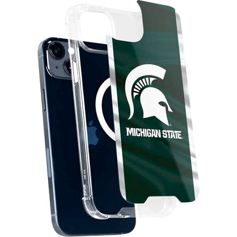 Michigan State University Away Grey Jersey iPhone 15 Plus MagSafe Case