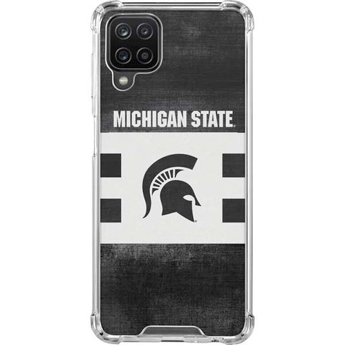 Michigan State University Black and White Stripes Galaxy A12 Clear Case