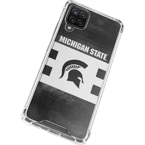Michigan State University Black and White Stripes Galaxy A12 Clear Case