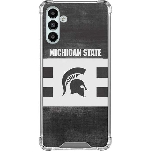 Michigan State University Black and White Stripes Galaxy A13 5G Clear Case