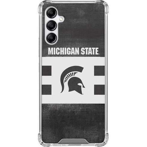 Michigan State University Black and White Stripes Galaxy A14 5G Clear Case