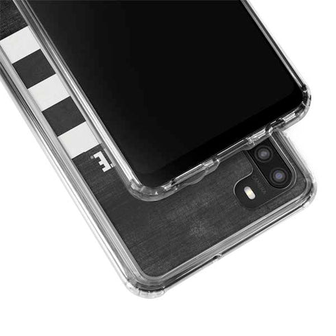 Michigan State University Black and White Stripes Galaxy A21 Clear Case