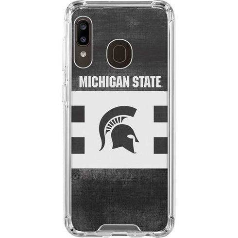 Michigan State University Black and White Stripes Galaxy A30 Clear Case