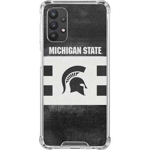 Michigan State University Black and White Stripes Galaxy A32 5G Clear Case