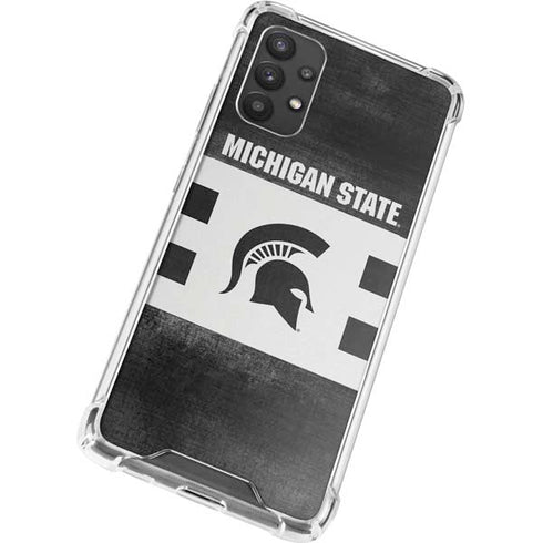 Michigan State University Black and White Stripes Galaxy A32 5G Clear Case