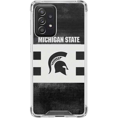 Michigan State University Black and White Stripes Galaxy A52 5G Clear Case
