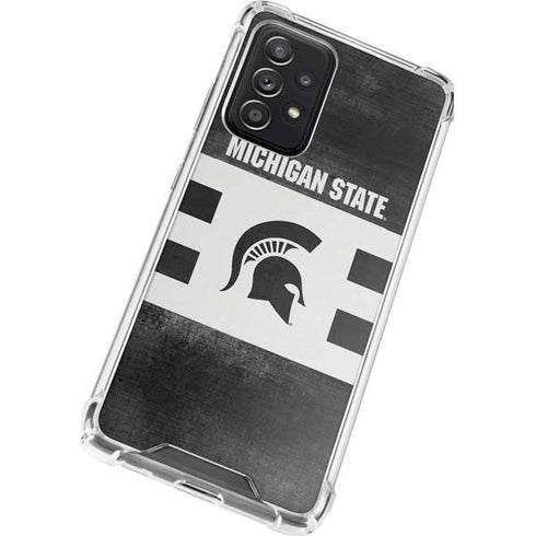 Michigan State University Black and White Stripes Galaxy A52 5G Clear Case