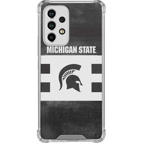 Michigan State University Black and White Stripes Galaxy A53 5G Clear Case