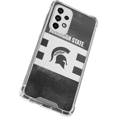 Michigan State University Black and White Stripes Galaxy A53 5G Clear Case