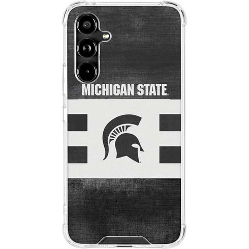 Michigan State University Black and White Stripes Galaxy A54 5G Clear Case