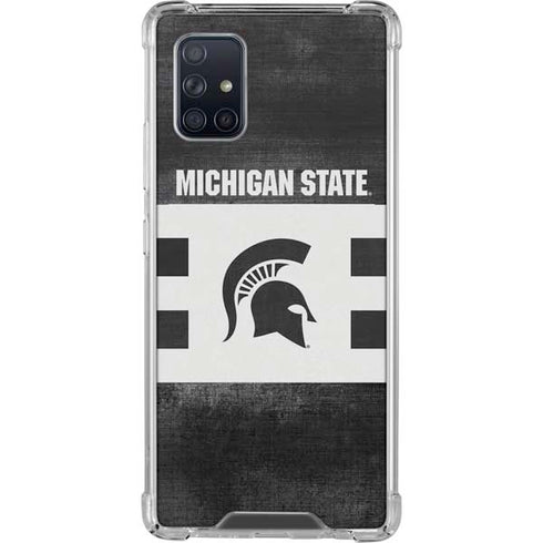 Michigan State University Black and White Stripes Galaxy A71 5G Clear Case