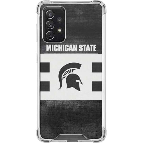 Michigan State University Black and White Stripes Galaxy A72 5G Clear Case