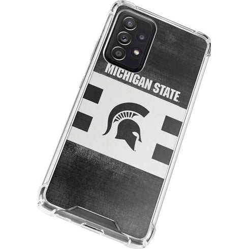 Michigan State University Black and White Stripes Galaxy A72 5G Clear Case