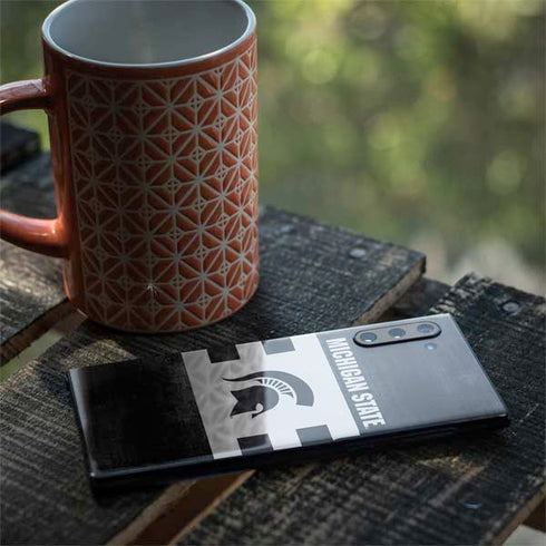 Michigan State University Black and White Stripes Galaxy Note 10 Skin