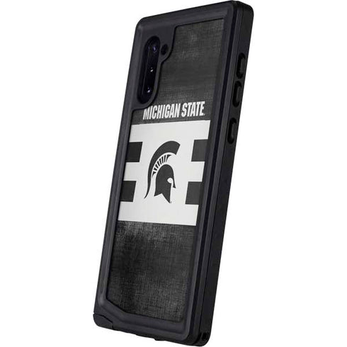 Michigan State University Black and White Stripes Galaxy Note 10 Waterproof Case