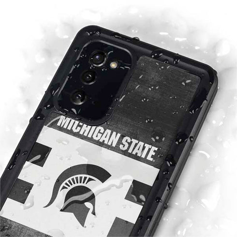 Michigan State University Black and White Stripes Galaxy Note20 5G Waterproof Case