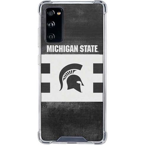 Michigan State University Black and White Stripes Galaxy S20 FE Clear Case