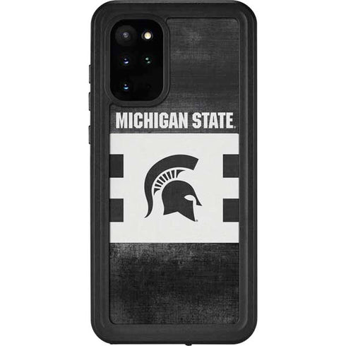 Michigan State University Black and White Stripes Galaxy S20 Plus Waterproof Case