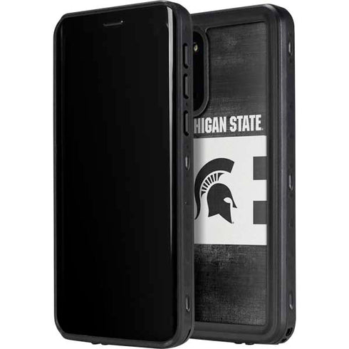 Michigan State University Black and White Stripes Galaxy S20 Plus Waterproof Case