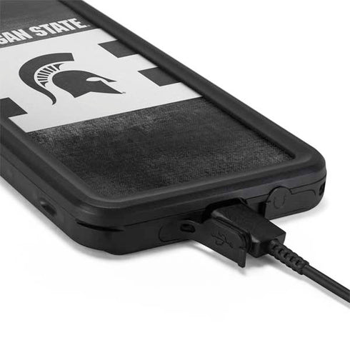 Michigan State University Black and White Stripes Galaxy S20 Plus Waterproof Case