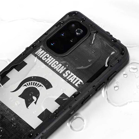 Michigan State University Black and White Stripes Galaxy S20 Plus Waterproof Case