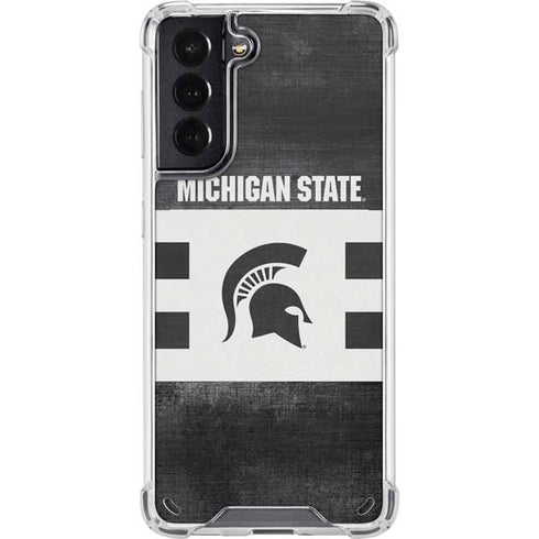 Michigan State University Black and White Stripes Galaxy S21 5G Clear Case