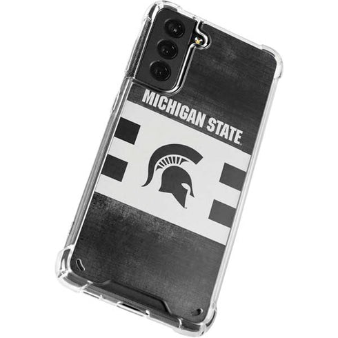 Michigan State University Black and White Stripes Galaxy S21 5G Clear Case