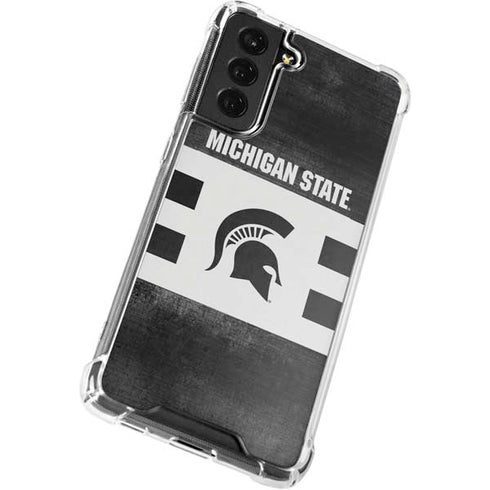 Michigan State University Black and White Stripes Galaxy S21 FE Clear Case