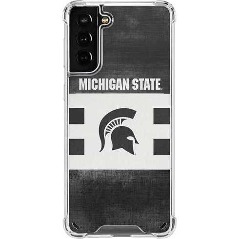 Michigan State University Black and White Stripes Galaxy S21 Plus 5G Clear Case
