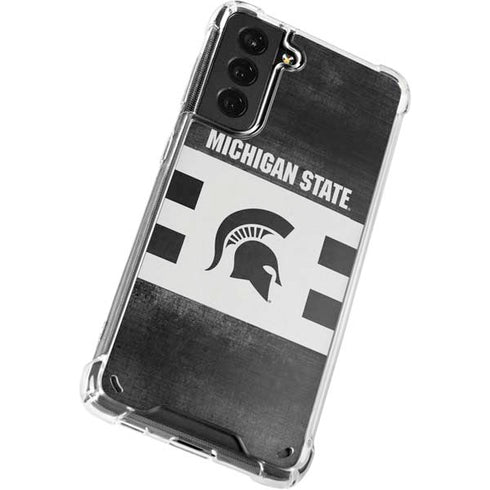 Michigan State University Black and White Stripes Galaxy S21 Plus 5G Clear Case