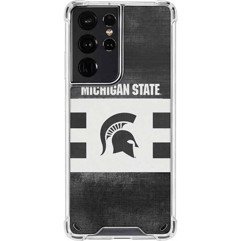 Michigan State University Black and White Stripes Galaxy S21 Ultra 5G Clear Case