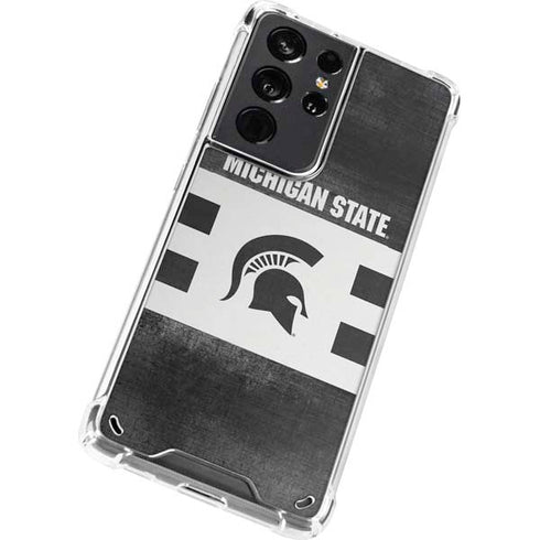 Michigan State University Black and White Stripes Galaxy S21 Ultra 5G Clear Case