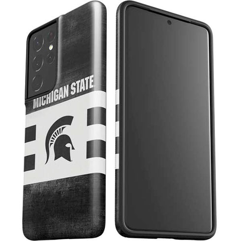 Michigan State University Black and White Stripes Galaxy S21 Ultra 5G Pro Case